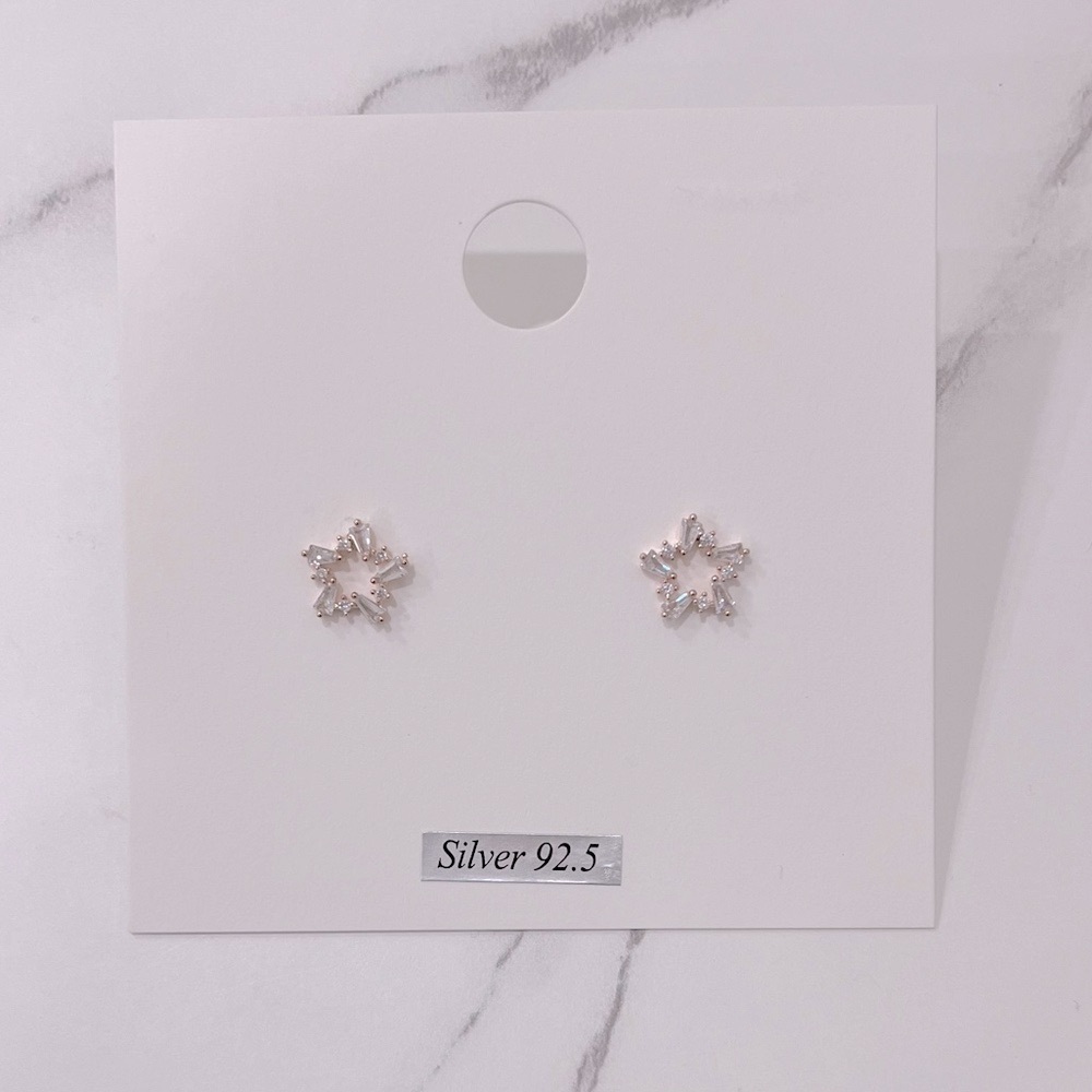 Rose Gold Diamond Stone Sterling Silver Earrings